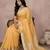 Sutriti women's mustard yellow pure linen saree with zari border & blouse piece