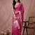 Sutriti women's magenta pure linen saree with gold zari border & blouse piece