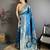 Teal soft banarasi silk zari weaving saree with matching blouse piece