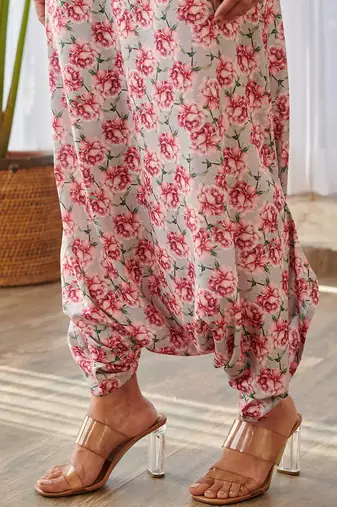 Grey printed rayon jumpsuit