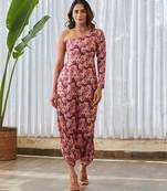 Burgundy printed rayon jumpsuit