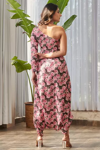 Brown printed rayon jumpsuit