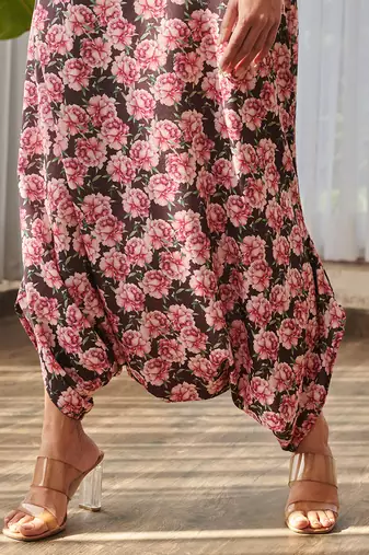 Brown printed rayon jumpsuit