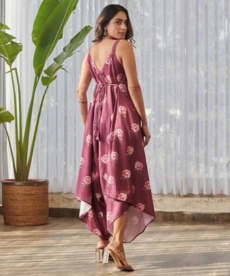Burgundy printed rayon jumpsuit 2