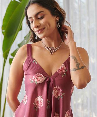 Burgundy printed rayon jumpsuit 3