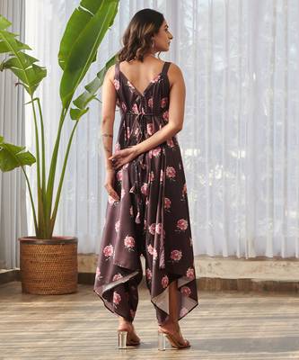 Raisin brown printed rayon jumpsuit 2