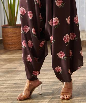 Raisin brown printed rayon jumpsuit 3