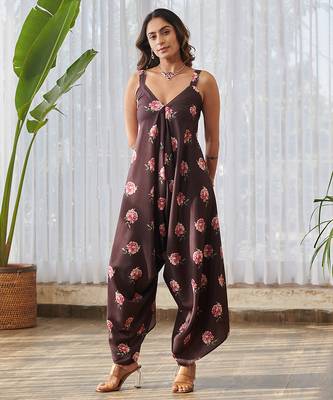 Raisin brown printed rayon jumpsuit 5