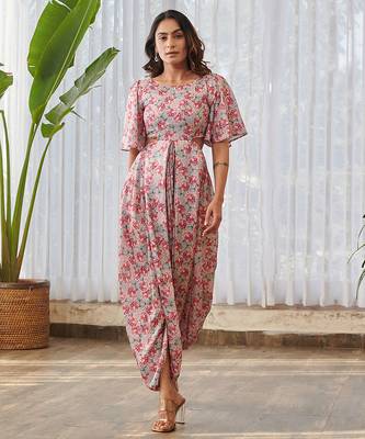 Grey printed swiss satin jumpsuit 5