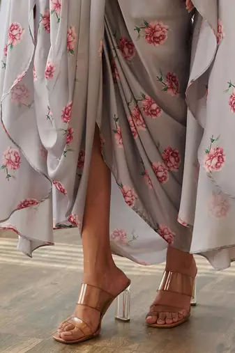 Grey printed satin fusion co ord set