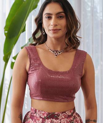 Burgundy embroidered satin fusion co ord set 3