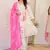 Jaipuri pure pink cotton fabric party wear dress with dupatta set