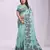 sky blue linen saree with zari woven floral motifs