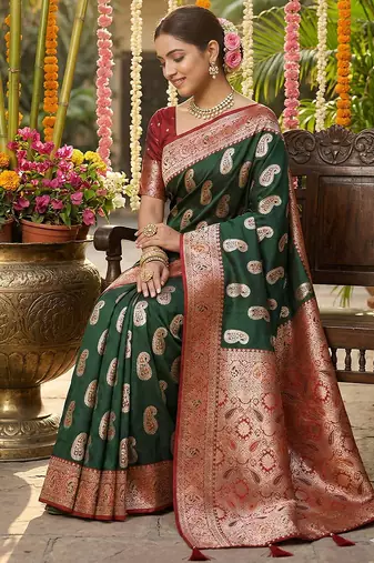 banarasi style paisley butti saree for women 