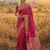 women  s royal magenta soft semi-silk blend saree with heavy zari geometric border