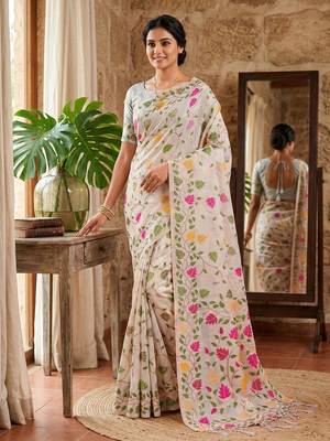multicolor leaf printed saree for women  3