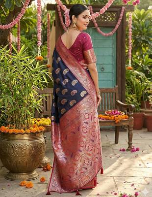 banarasi style paisley butti saree for women  3