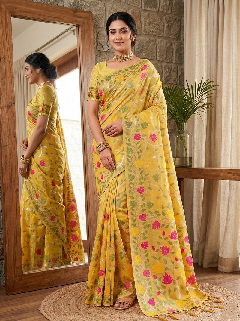Sutriti multicolor leaf printed saree for women | soft lightweight everyday saree