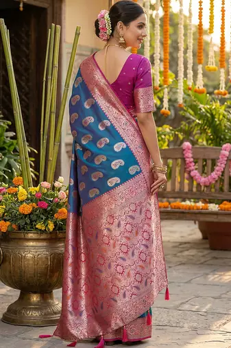 banarasi style paisley butti saree for women 