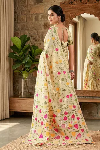 multicolor leaf printed saree for women 