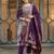 Purple  art silk jacquard salwar suit set with round neck & matching dupatta