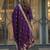 Purple  art silk jacquard salwar suit set with round neck & matching dupatta