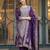 Purple  art silk jacquard salwar suit set with round neck & matching dupatta
