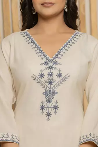 Off white elegant khadi cotton kurta set with matching pant & dupatta   ready-to-wear ethnic outfit
