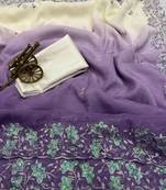 lavender color embroidery work  Crunchy silk saree