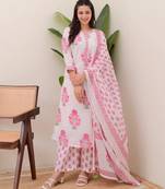 Pink elegant rayon kurti set with digital print muslin dupatta & rayon bottomethnic wear