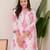 Pink  rayon kurti set with digital print muslin dupatta & rayon bottom     ready-to-wear ethnic wear