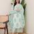Green  rayon kurti set with digital print muslin dupatta & rayon bottom     ready-to-wear ethnic wear