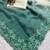 sea green  color embroidery work  Crunchy silk saree