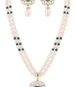 pearl necklace set green double strand