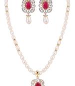 pearl necklace set ruby floral design