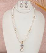 crystal studded pearl necklace set with elegant drop pendant