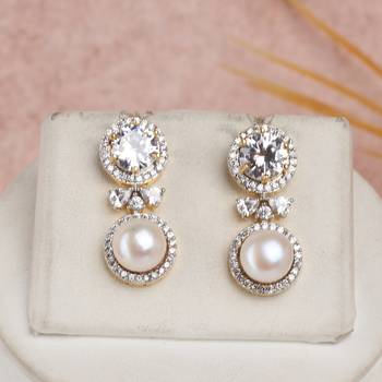 crystal studded pearl necklace set with elegant drop pendant 2