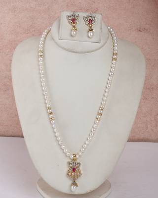 pearl necklace set with ruby stone pendant 1