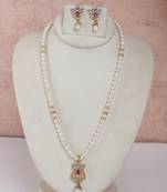 pearl necklace set with ruby stone pendant