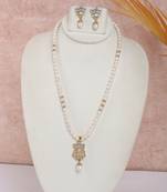 pearl necklace set with gold accent pendant