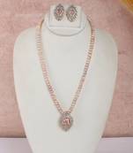 pink pearl necklace set with stone pendant