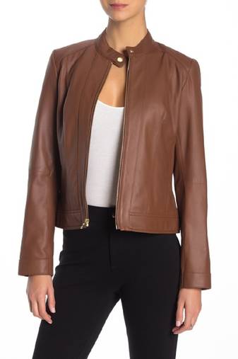  women's lambskin leather jacket snap-neck leather moto jacket