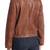 Women's lambskin leather jacket brown leather stand collar jacket