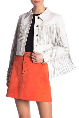 women's brown lambskin leather tassel fringe jacket 1