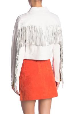 women's brown lambskin leather tassel fringe jacket 3