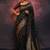 Black soft silk blend banarasi jacuard work designer party wear saree with unstitched blouse piece
