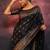 Black soft silk blend banarasi jacuard work designer party wear saree with unstitched blouse piece