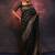 Black soft silk blend banarasi jacuard work designer party wear saree with unstitched blouse piece