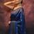 Blue soft silk blend banarasi jacuard work designer party wear saree with unstitched blouse piece