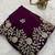 purple color embroidery work Fandy satin silk saree